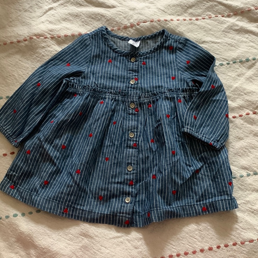 Baby gap embroidered heart denim dress